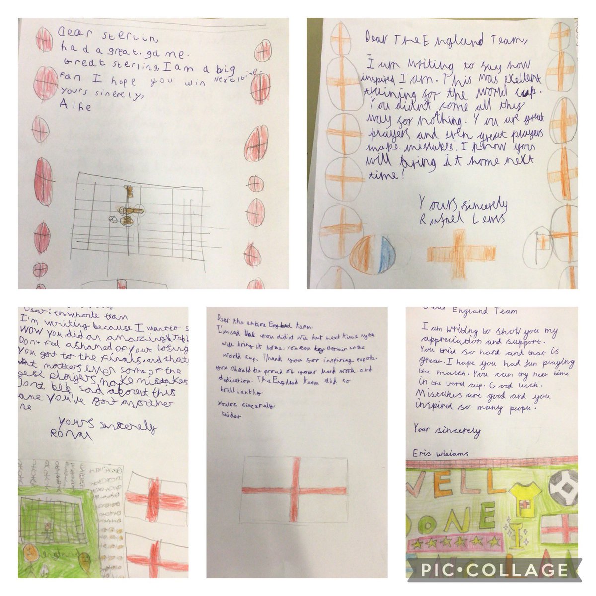 TR_Teach's tweet photo. I’m so proud of my Y3 class’s letters to our inspiring @England squad. They were so passionate about wanting to show their support, appreciation &amp; pride. They really wanted their letters to reach the players so I said I would try🤞@MarcusRashford @JPickford1 @HKane @BukayoSaka87 https://t.co/lEpfOTuHTk
