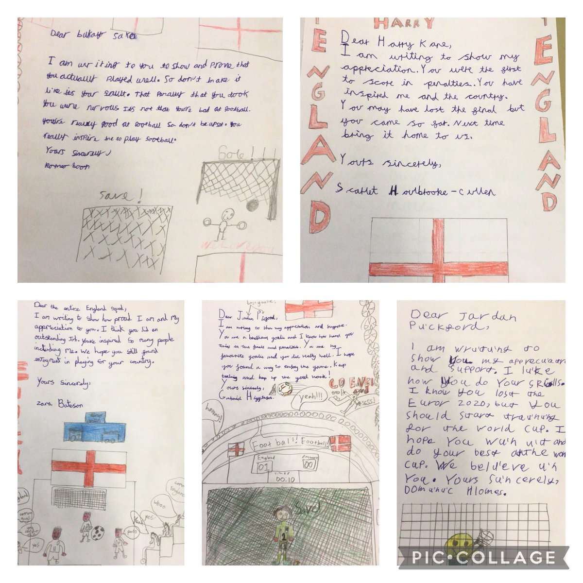 TR_Teach's tweet photo. I’m so proud of my Y3 class’s letters to our inspiring @England squad. They were so passionate about wanting to show their support, appreciation &amp; pride. They really wanted their letters to reach the players so I said I would try🤞@MarcusRashford @JPickford1 @HKane @BukayoSaka87 https://t.co/lEpfOTuHTk