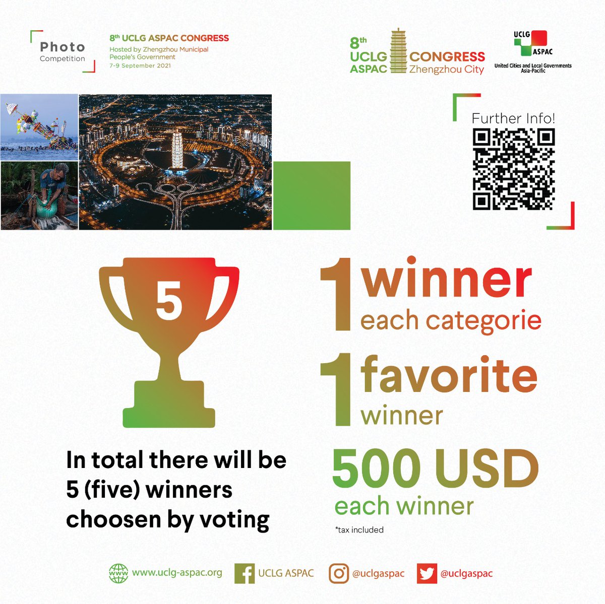 uclgaspac's tweet photo. 📸OPEN FOR PUBLIC!✨
The 8th UCLG ASPAC Congress is coming up! To get into the spirit, let's go ahead and join our Photo Competition on the theme of COVID-19 recovery!

@LEAD4SDGs @cricproject @localisesdgs

#8thUCLGASPACongress
#PhotoCompetition
#4BetterLocal
#Insight4Leaders https://t.co/xWNJohjMWC