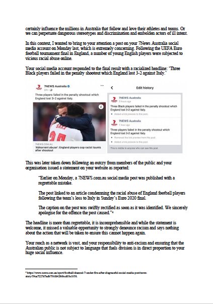 Craig_Foster's tweet image. Letter today to Seven West Media CEO, James Warburton on behalf of #RacismNotWelcome and supporting multicultural networks around Australia.

Sport exposes racism. 

We all have a shared responsibility to confront it.

#RacismNotWelcome