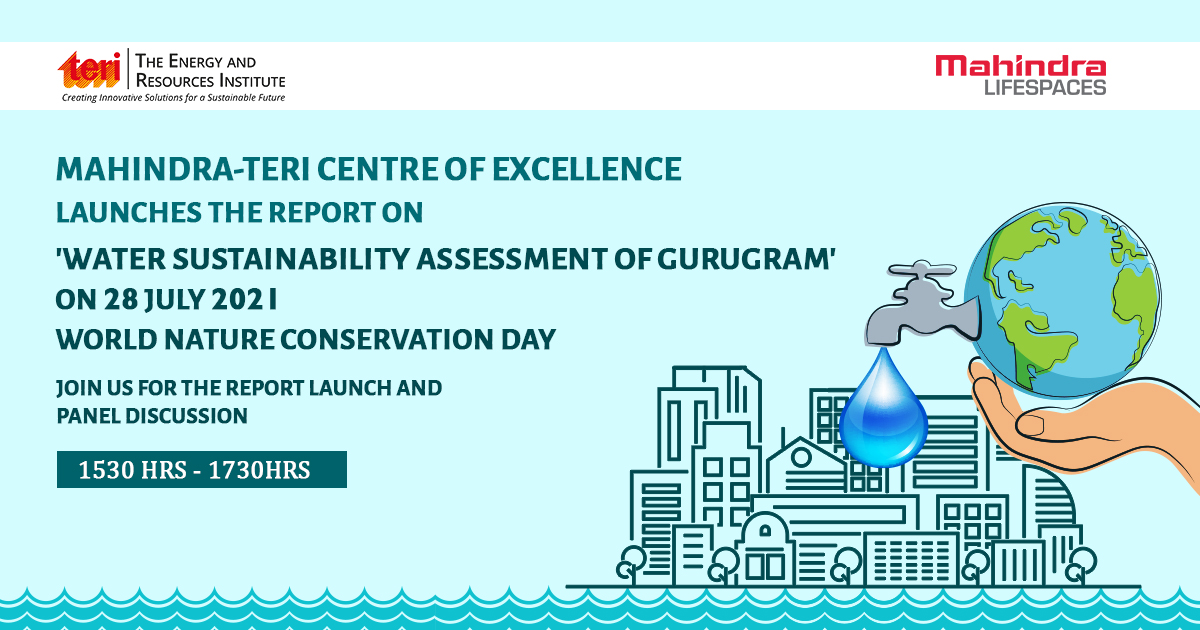 TERI (@teriin) on Twitter photo 🚨Webinar Alert!🚨
Join us for a #webinar on the launch of our report on 'Water Sustainability Assessment of Gurugram' on the occasion of #WorldNatureConservationDay.
🗓️July 28, 2021
⏰3:30-5:30PM
Register👉 bit.ly/3xEiNpp <a href="/life_spaces/">Mahindra Lifespaces</a> #Water #Gurugram 🚨Webinar Alert!🚨
Join us for a #webinar on the launch of our report on 'Water Sustainability Assessment of Gurugram' on the occasion of #WorldNatureConservationDay.
🗓️July 28, 2021
⏰3:30-5:30PM
Register👉 bit.ly/3xEiNpp <a href="/life_spaces/">Mahindra Lifespaces</a> #Water #Gurugram