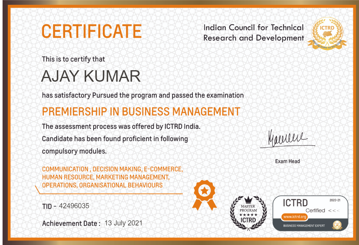 innokaiz_india's tweet photo. #INNOKAIZ proudly announce that Mr. Ajay Kumar has been certified PREMIERSHIP IN BUSINESS MANAGEMENT the assessment process was offered by @IctrdIndia
Congratulations Mr. Ajay Kumar Madheswaran Keep going 💐💐💐
#ictrd #Business #management https://t.co/EiBS2Xi3sZ