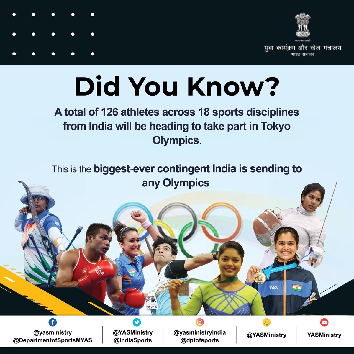 IndiaSports's tweet photo. #DidYouKnowWednesday
Know this proud fact about Indian Sports in today's #DYK.
#MissionOlympics 🇮🇳 #Cheer4India #EyesontheTarget #IndiaontheRise https://t.co/LBmVeEtJRl