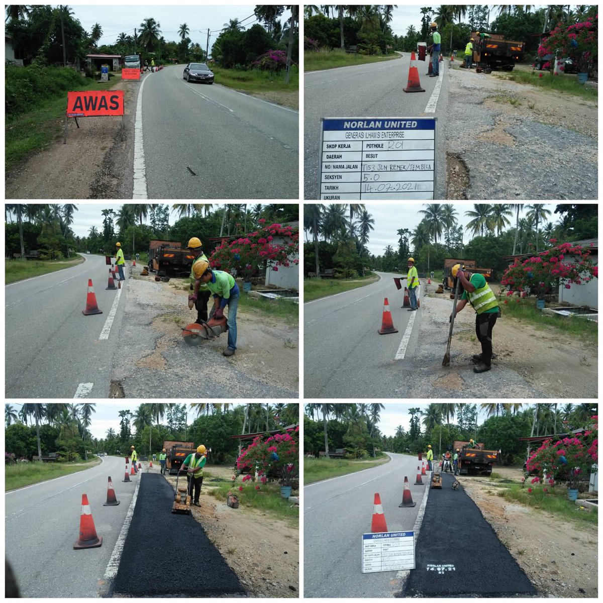 AHTNU_Area3's tweet image. Info 14/07/2021

T153 Jalan Renek / Tembila

Team R01  #Besut menjalankan kerja - kerja menampal lubang di atas jalan
di bawah skop R01 Patching Pothole

Tiada lagi jalan berlubang merbahaya

#TSRM
#AHTNorlanUnited
@JKRTerengganu
⁦@Jkr_Besut_Jalan⁩