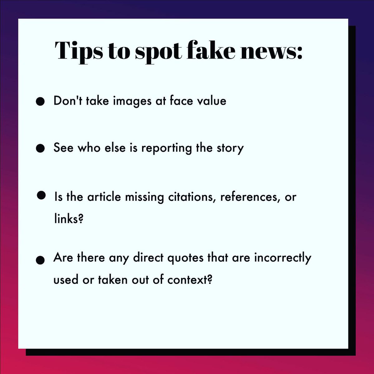 Crea8withus's tweet photo. Keep South Africa safe and be responsible with the media that you share 🖤 #keepsasafe #fakenews https://t.co/6wTlcHWUFa