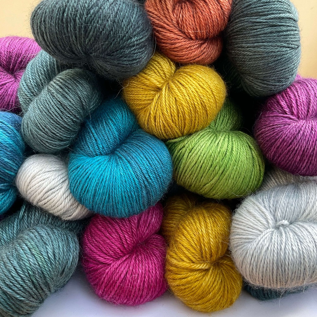 thewoollybrew's tweet photo. A new batch of hand dyed yarn from Iolair Yarn has arrived! The colours are glorious - rich, glowing and semi-solid. 
Gigha 4ply is a merino/silk blend with a high sheen. 
Luing 4ply is an alpaca/silk/cashmere blend with a soft drape and halo. 
Easdale is a DK versions of Luing https://t.co/MGwA3HYhj2