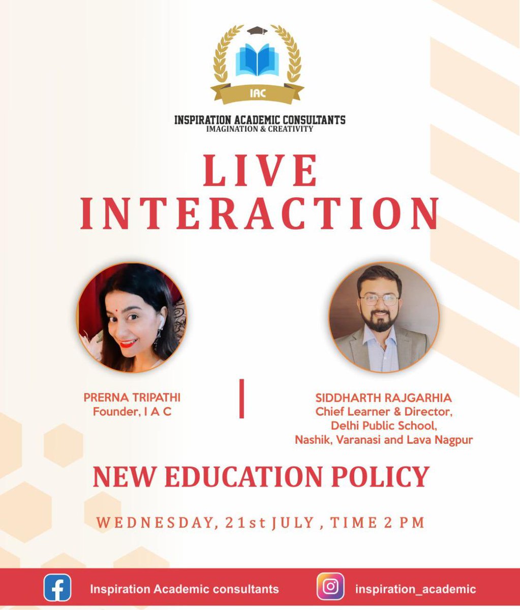 Join the Live Interaction on New Education Policy on 21st July 2021 @ 2pm

Event to be live streamed on - 
instagram.com/invites/contac…

<a href="/SiddharthRajga4/">Siddharth Rajgarhia</a> <a href="/NashikNews_/">Nashik News™</a>