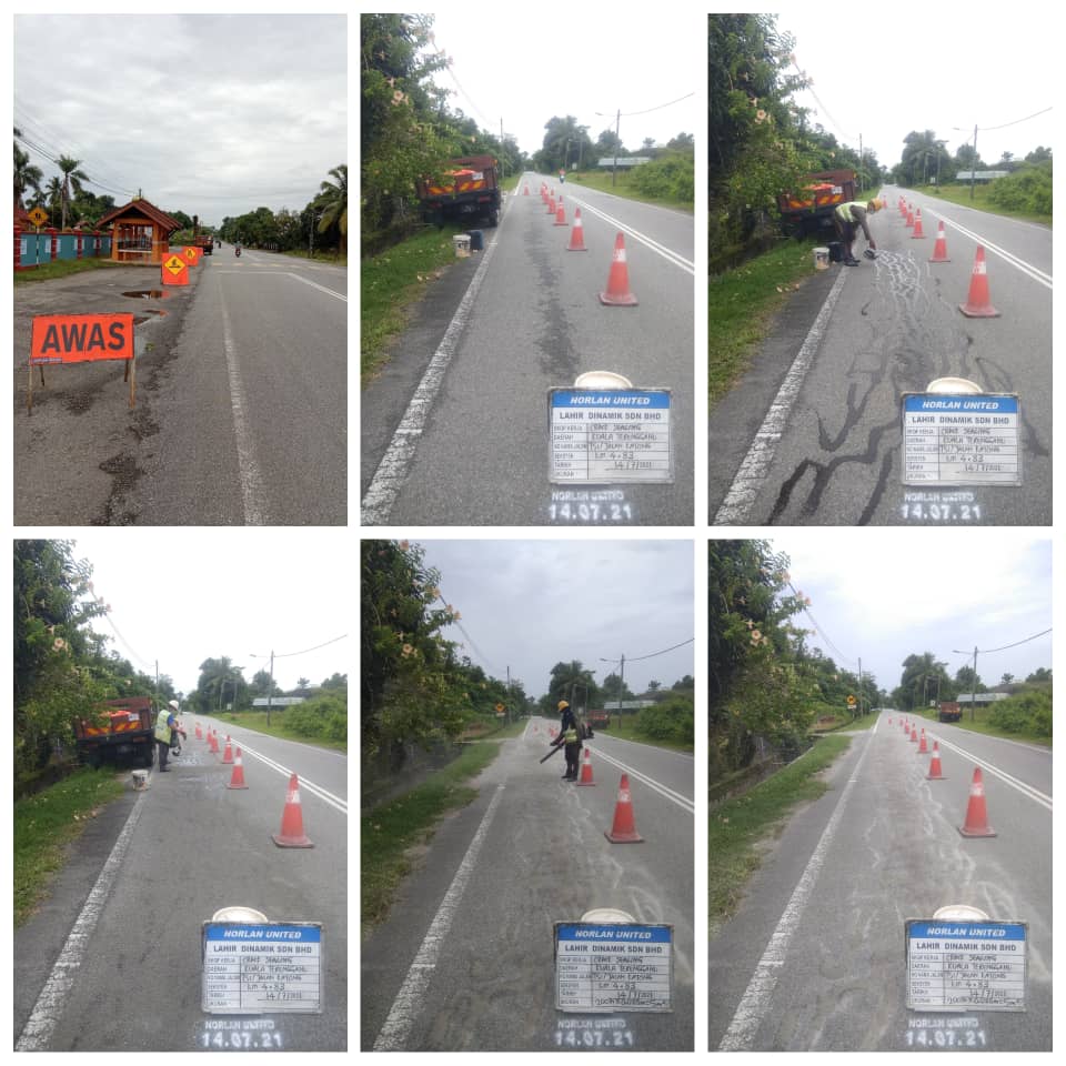 AHTNU_Area2's tweet image. Info 14.7.2021
T51 Jln Katong, Sec 4.83

Team #KualaTerengganu
R01 - Crack sealant/pavement
Kerja membaiki permukaan jalan rosak (retakan)

Keselesaan pengguna keutamaan kami

#ThisIsKualaTerengganu
#TSRM
@JKRTerengganu
@jkrktganu