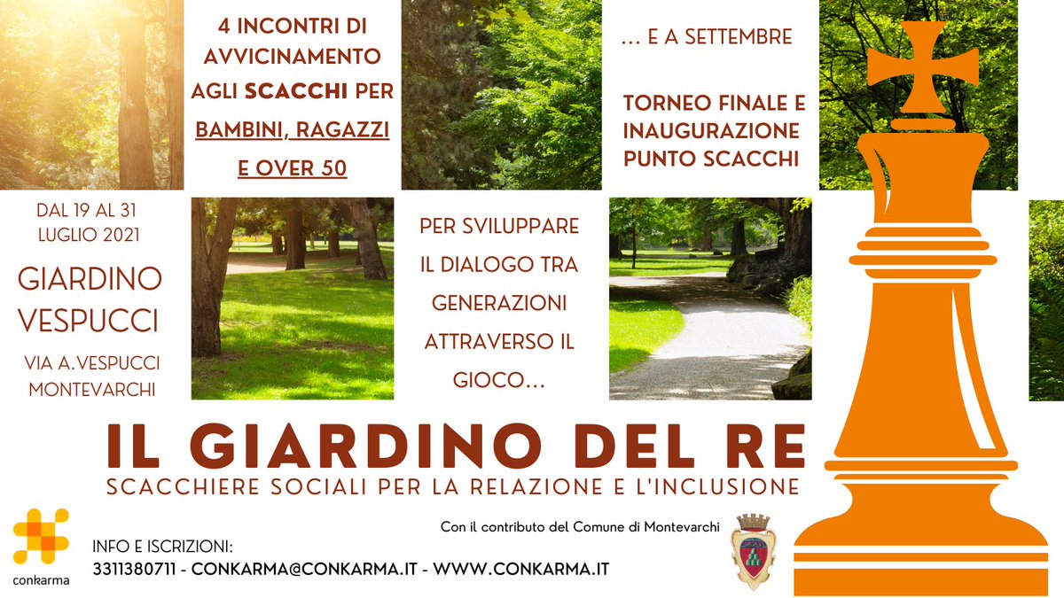 conkarmaAps's tweet photo. Lo sport fa bene a ogni età e gli scacchi lo confermano! 
Dal 19 al 31 luglio, martedì e giovedì, 𝗹𝗮𝗯𝗼𝗿𝗮𝘁𝗼𝗿𝗶𝗼 𝗴𝗿𝗮𝘁𝘂𝗶𝘁𝗼 di avvicinamento agli 𝘀𝗰𝗮𝗰𝗰𝗵𝗶 per bambini, ragazzi e adulti over 50.

Scopri il progetto👉https://t.co/HfyK96r7TW
@montevarchi https://t.co/zQPSFi0hew