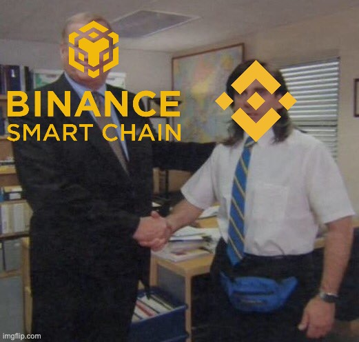 Please join us in congratulating <a href="/binance/">Binance</a> on their 4th birthday! 🥳🥳

Shoutout to <a href="/cz_binance/">CZ 🔶 BNB</a> and everyone on the Binance team for making this happen!  

Much love from the whole #BSC ecosystem! 🧡

#BinanceTurns4