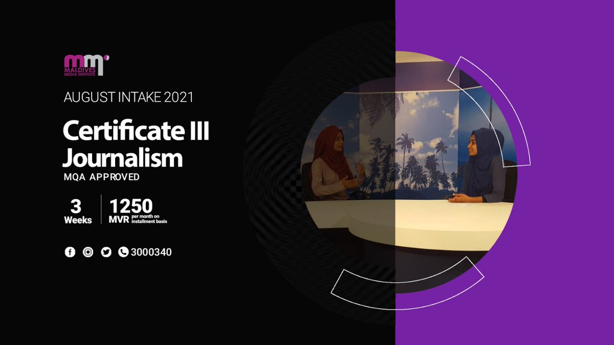 Application Link: forms.gle/frCbuqN58gQD3G…
Be prepared to enter the workforce after 15 weeks of study and 30+ hours of industry experience now at the affordable price of MVR 5,050! (17% price reduction)