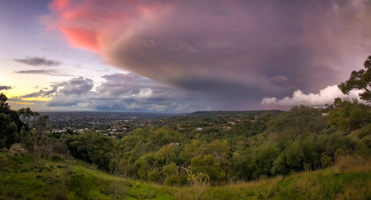 Nice band of thunderstorms currently moving across the northern suburbs and towards the Barossa <a href="/BOM_SA/">Bureau of Meteorology, South Australia</a>