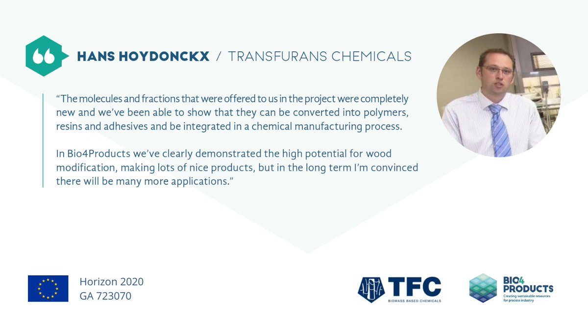 Bio4Products's tweet photo. Within #Bio4Products, TransFurans Chemicals have looked into utilising pyrolytic sugars in the production of #PFA based #resins. These have applications in heavy #industry and modification/engineering of #wood

Find out more in our final project brochure👉 https://t.co/lRvsXmMVBe https://t.co/Hr092buEjz