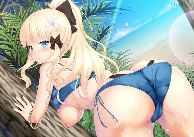 木陰でお尻をこちらに向けているサレンを描きました 