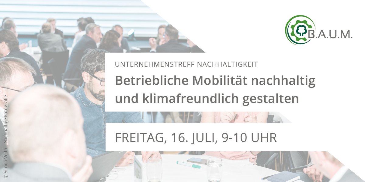 BAUMeV's tweet photo. Wie lassen sich Richtlinien fĂŒr #Fuhrpark und #GeschĂ€ftsreisen nachhaltig gestalten? Wie sieht die Praxis aus? Welche Rolle spielen Anreizstrukturen? Das fragen wir am 16.7. im #UnternehmenstreffNachhaltigkeit
Anmeldung bis Do, 16 Uhr: https://t.co/ZeSSYA7OC1
#MobilityPolicy |kw https://t.co/Lj2YKDpIyu