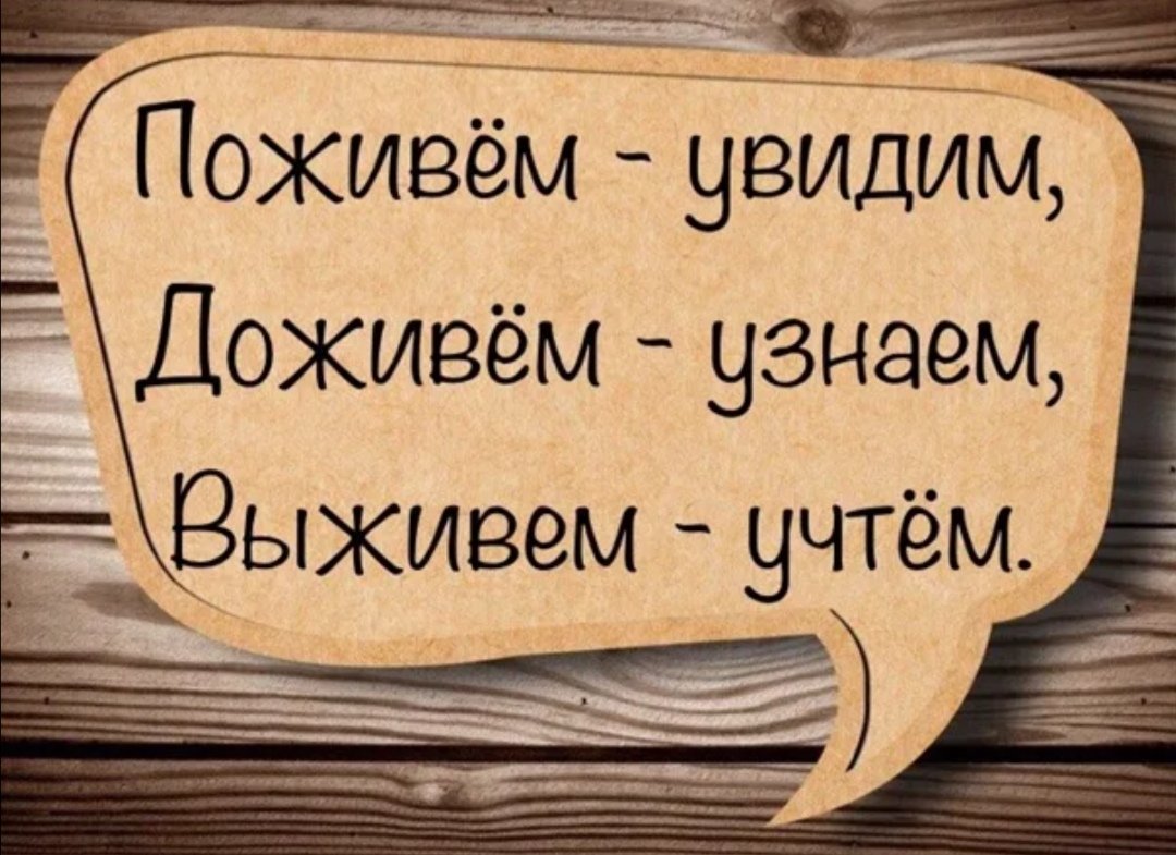 Поживем увидим. Поживу увижу доживу узнаю выживу учту. Доживём узнаем выживем учтём. Поживём увидим Доживём узнаем выживем.