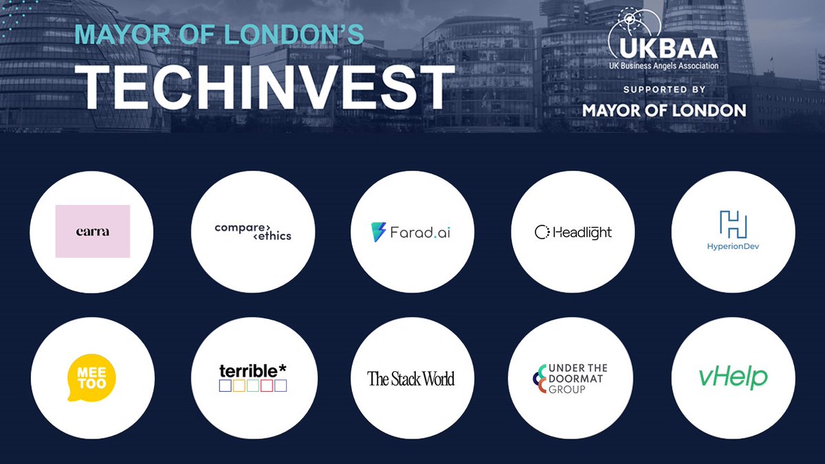 Remember that UKBAA &amp; <a href="/MayorofLondon/">Mayor of London, Sadiq Khan</a>'s TechInvest #Diversity in Tech investment showcase kicks off at 10.30am today. The dynamic businesses selected cover an especially broad array of sectors. Head to link for full list of businesses pitching &amp; to register techinvest.london/techinvest-div…