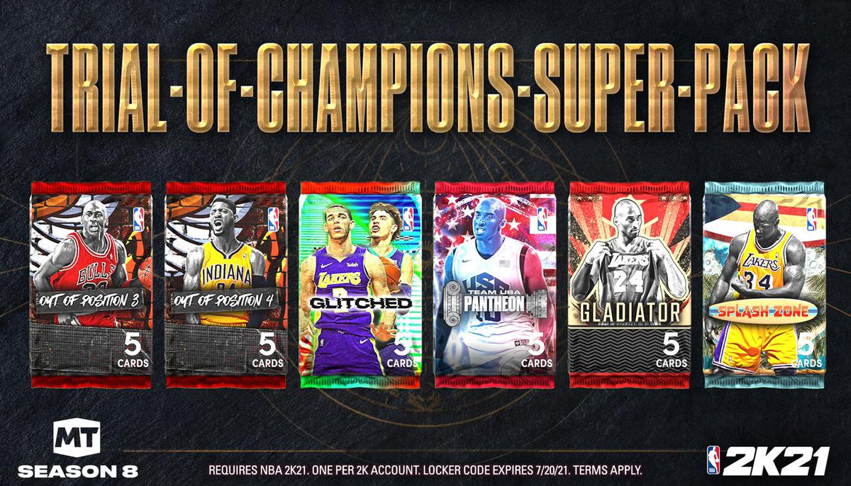 #LockerCode 🚨 Use this code for an Out of Position 3, Out of Position 4, Glitched, Pantheon: Team USA, Gladiator, or Splash Zone Pack.

Available for one week.

#NBA2K21 #LockerCodes #NBA2K22