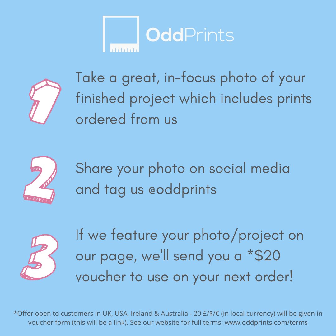 OddPrints's tweet image. Please tag us @OddPrints when sharing your completed photo projects that you love! It could be a filled #locket, a #multiframe, a #scrapbook or something more unusual... If we feature your photo on our pages we&apos;ll send you a $20/£20 #voucher 🙌
#shareyourproject #printyourphotos