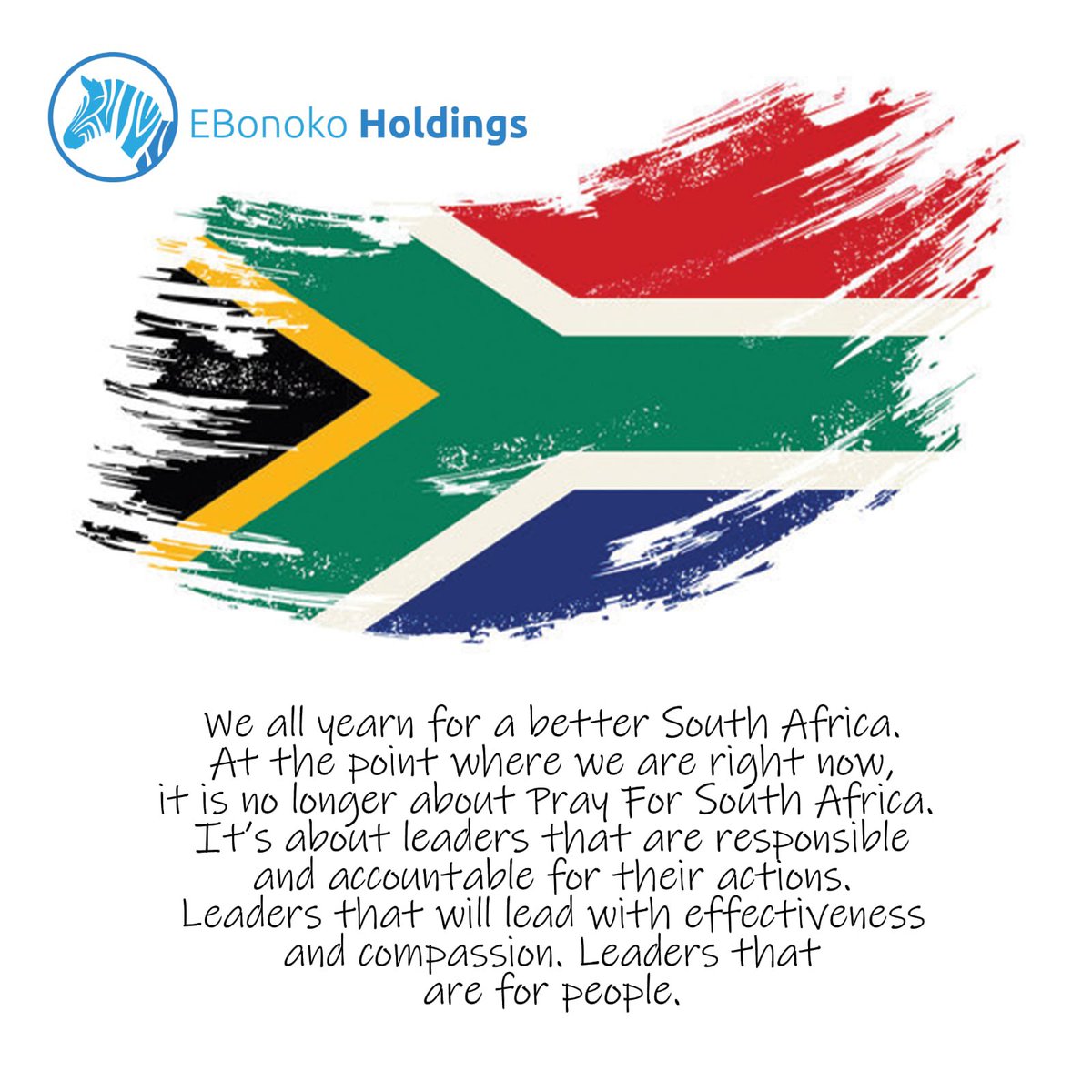 We all yearn for a better SA. At the point where we are right now, it is no longer about Pray For SA(Only). It's about leaders that are responsible &amp; accountable for their actions. Leaders that will lead with effectiveness and compassion. Leaders that are for people.

#NoLooting