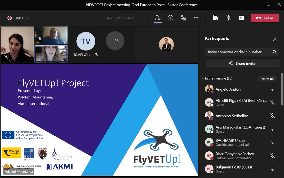 NewpostProject's tweet photo. Ms. Polytimi Moutanea, Project Manager at AKMI, presented to the participants the FlyVETUp! Project. Bringing an innovative curriculum for the transitioning of Postal Employees. @JPForceville @SzebenyB @AScribellito @margakis @AfroRiga @EU_Commission @EUErasmusPlus https://t.co/OinLVERPWv