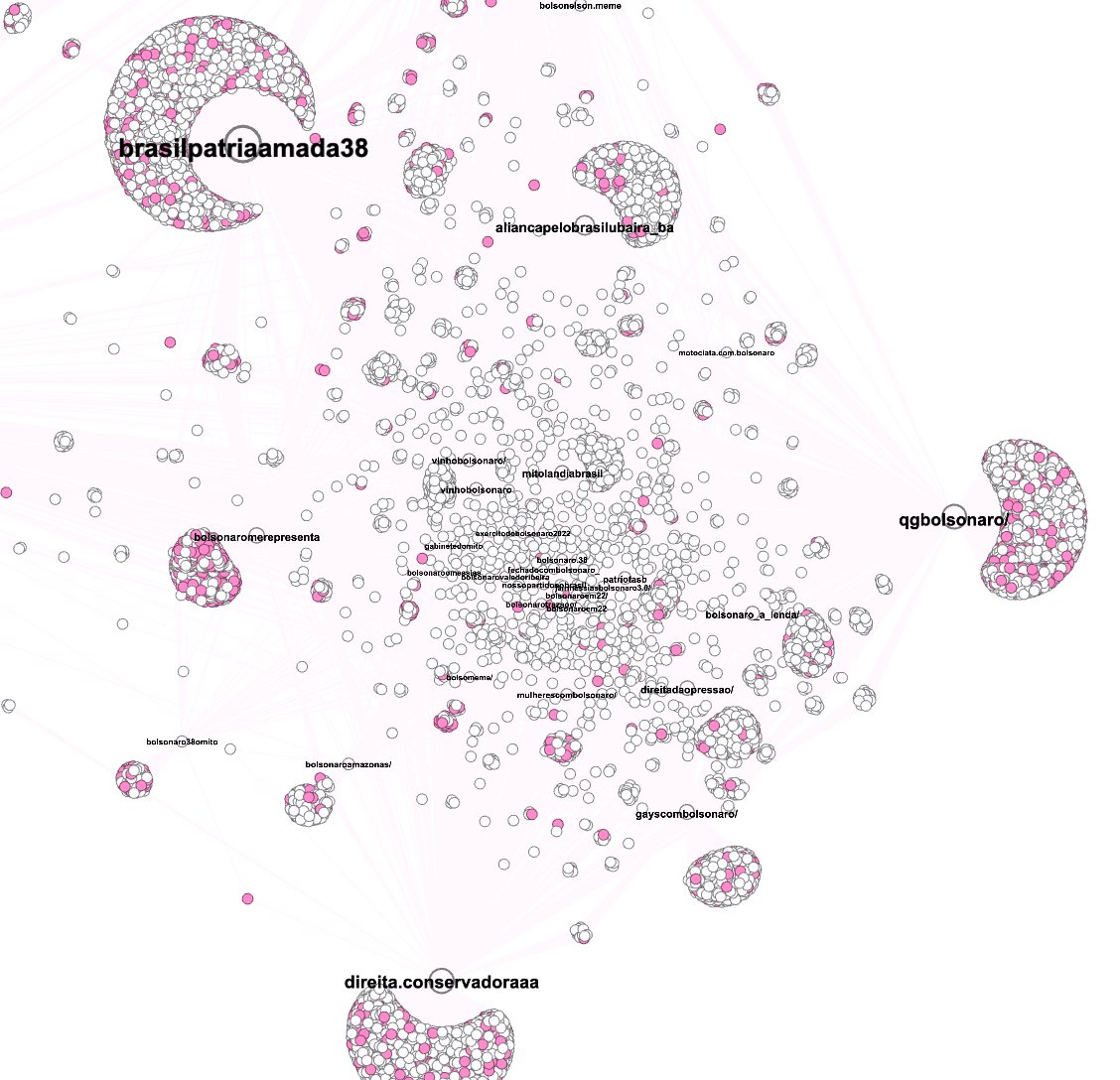 Through visual network analysis, we expect to identify key and bridging actors,e.g.public figures, organizations, movements, etc. #dmi21 The team behind this project is <a href="/thais_lobo/">Thais Lobo</a> <a href="/FranciscoKerche/">Chico Kerche</a> Giulia, Lu, André, Eleanor, Malu, Shilan <a href="/LGZaffaroni/">Lorenzo Zaffaroni</a> @gaia_amadori &amp; myself  🤓