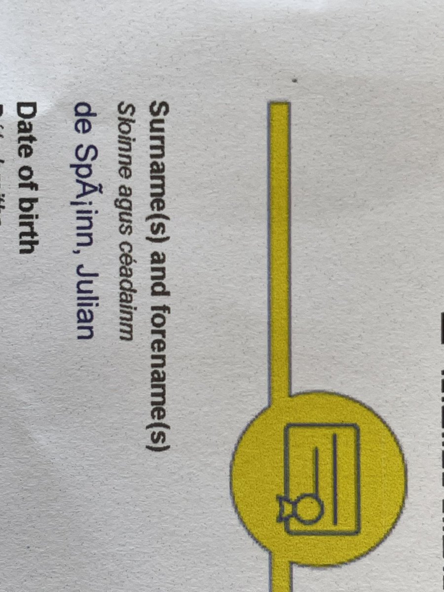 juleser1's tweet image. 👀 Cé hé an 'de SpÂıinn' seo atá tar éis Teastas Digiteach COVID an AE a fháil ar maidin @roinnslainte?

Who is this 'de SpÂıinn' mentioned in this EU Digital COVID certificate❓

😡 #NílSéCeartGoLeor &amp;amp; I'd imagine not acceptable by any airport / airline mar nach é sin m'ainm
