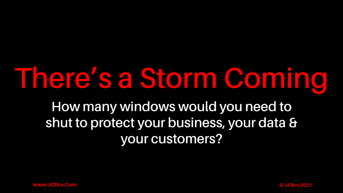 Interesting isn't it?
We obtain software, hardware or services to fix an impending/important issue with little thought or consideration of what the consequences of doing so are/will be.
THE STORM HAS ARRIVED CLOSE YOUR WINDOWS!
#cybersecurity #gdpr #datasecurity #privacy #infosec