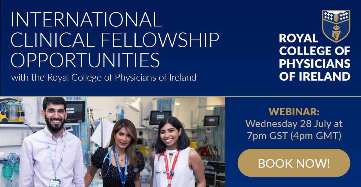 Interested in Clinical Fellowship Training in Ireland?

Our webinar will guide you on
✅the selection process
✅tips for your application
✅what to expect from our training programmes 
✅how we can support your move to Ireland

28 July | Book Your Place ⬇
rcpi-ie.zoom.us/webinar/regist…