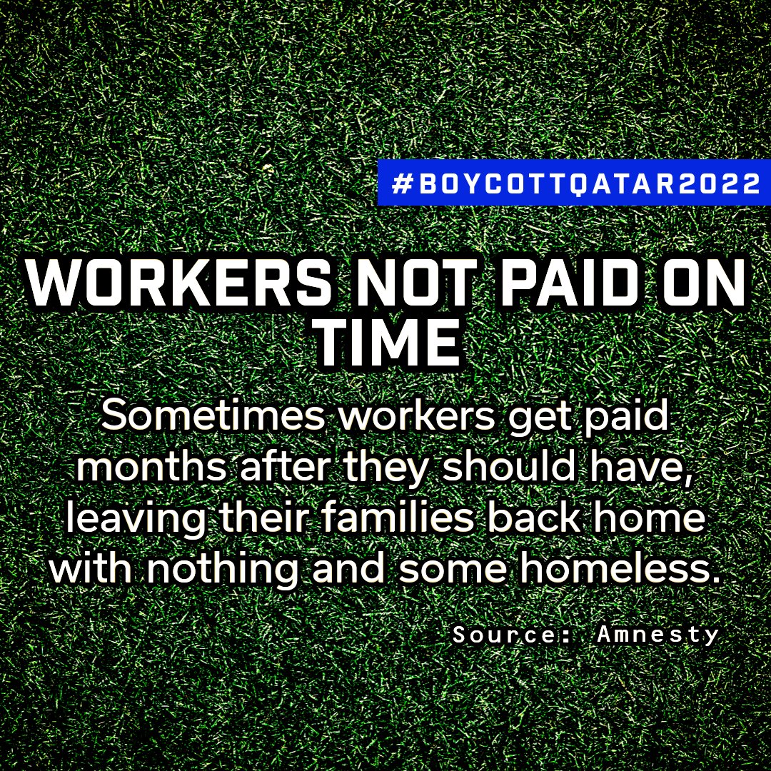 The workers who are building the #WorldCup2022 stadiums are being forced to stay in their job, with many having their passports taken off them. Many are also not being paid on time.

It's time to #BoycottQatar2022. pic.x.com/dhUF7gy4H0