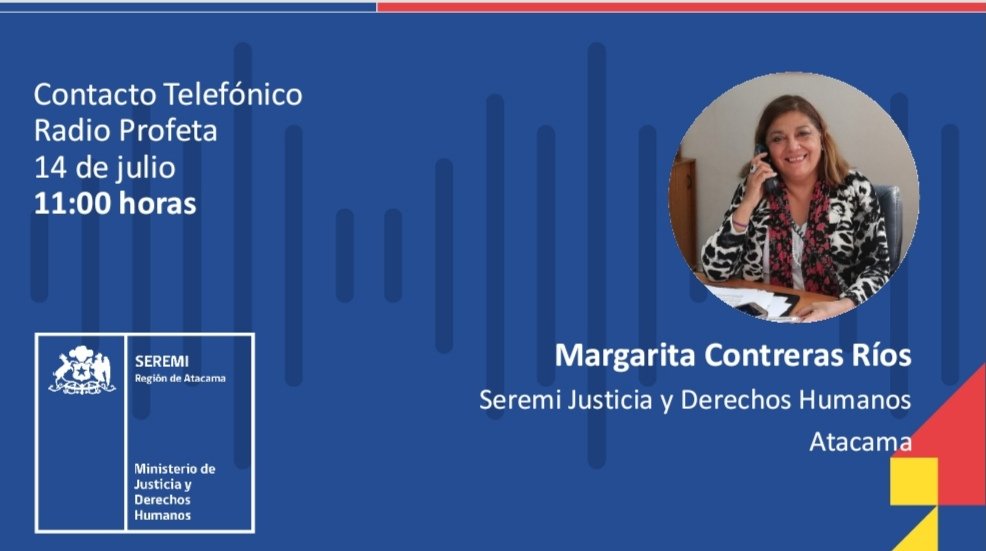 Minjudhatacama's tweet photo. En breve: la Seremi
@Minjudhatacama a través de Radio Profeta difundirá los alcances del nuevo Plan Paso a Paso, la actualidad del @MinjuDDHH y sobre la Consulta Digital para elaborar el 2º Plan Nacional DD.HH
#2PNDH https://t.co/JRwS9UZGf0