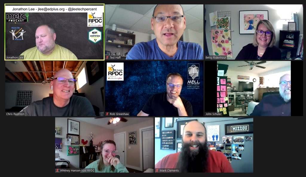 TedHiff's tweet photo. Our @showmeeducation Podcast core team working on our first episode to air August 18th! @jleeTechPercent @RobGreenhaw @MarkClementsEdu @betzride @TeacherHansen12 @jschuler2 @EducPlus @HOMRPDC @SWRPDC @KCRPDC @NWRPDC https://t.co/0V9PlhbBmt
