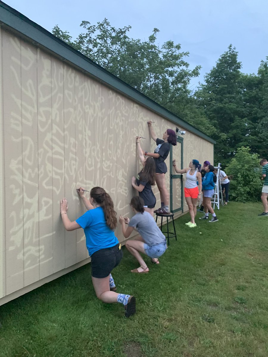 PA teacher Averill McDowell and PA Nordic ski team members recently personalized their new ski shed  (aka: team headquarters) with this awesome mural. #lsuuvt
