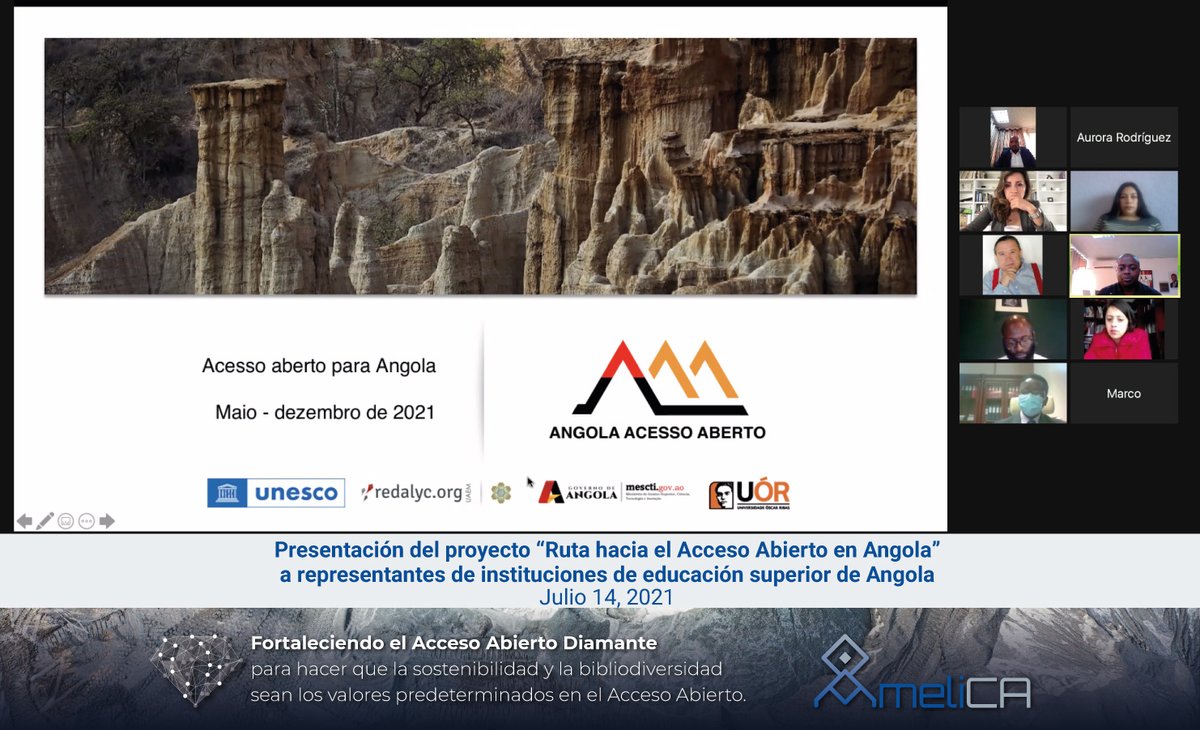 Ameli_CA's tweet photo. En este momento se lleva a cabo la presentación del proyecto “Ruta hacia el Acceso Abierto en Angola" a representantes de instituciones de educación superior angoleñas, para impulsar el #AccesoAbierto en su país.

@UNESCO @UAEM_MX #UÓR @Redalyc #AmeliCA https://t.co/4b9bFOBUC6