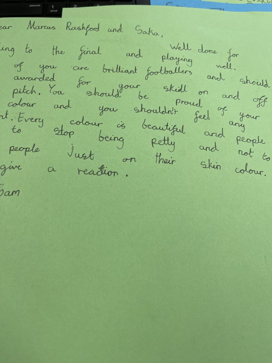 SciHeys's tweet photo. 7L made us so proud today with how they talked about and responded to messages of how to handle disappointment; how to be a true leader and being a team player and being kind. Well done kids! We will be posting these to the England team #soproud #kind @SchoolHeys  @MarcusRashford https://t.co/L9CbIVzBCp