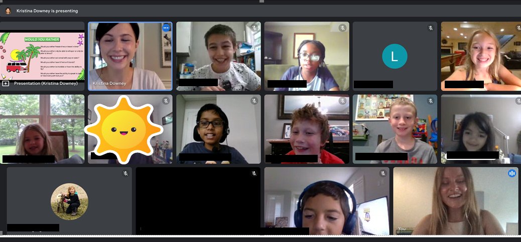 Enjoying a laugh with a game of "Would You Rather" this morning during our Junior Literacy Camp.  Learning and connecting =joy!  <a href="/HPCDSB/">Huron-Perth CDSB</a> #summerlearning2021