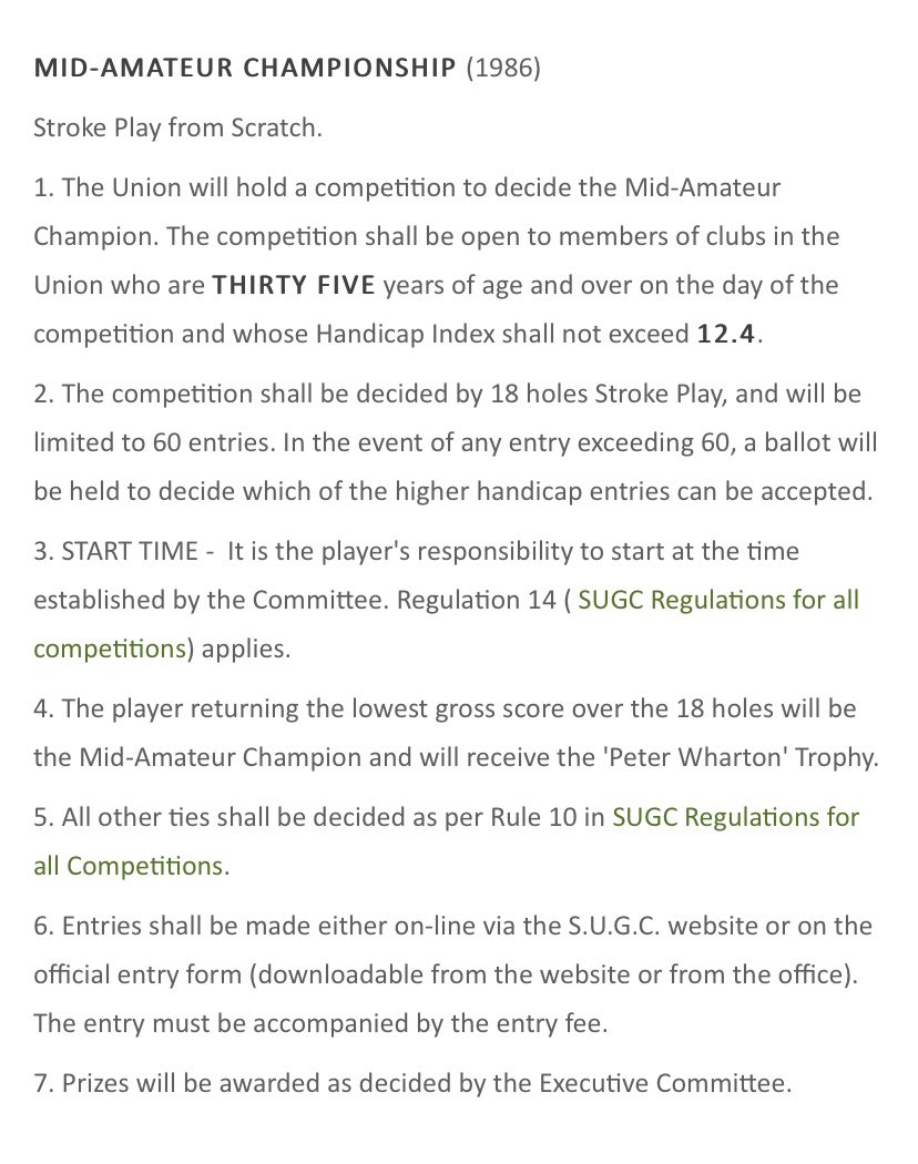 SheffGolfUnion's tweet photo. Still spaces for the following Comps 
Mid-Amateur and Seniors &amp; Veterans 25th July @Wathgolfclub @WathProShop closing date 17th July.

Enter online https://t.co/ZZBcfVbLFd https://t.co/RachiMDU7b