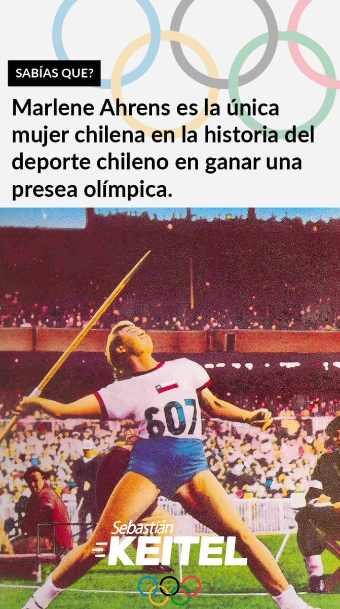 sekeitel's tweet photo. Se vienen los JJOO 💪🏼💪🏼

¿Sabían ustedes qué Marlene Ahrens es la única mujer chilena que ganó una presea olímpica? 🙌 https://t.co/w0OOCeolFK