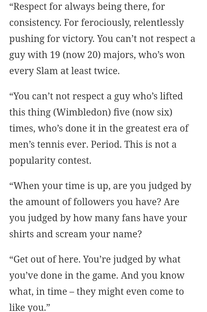 THIS by John McEnroe on Novak Djokovic 👇