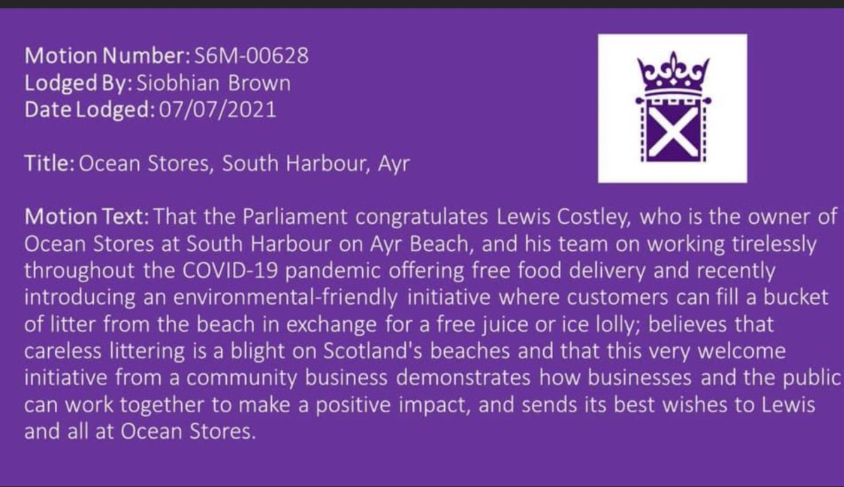 😀Thank you to MSP Siobhian Brown for the lovely message regarding the teams efforts during the COVID 19 pandemic