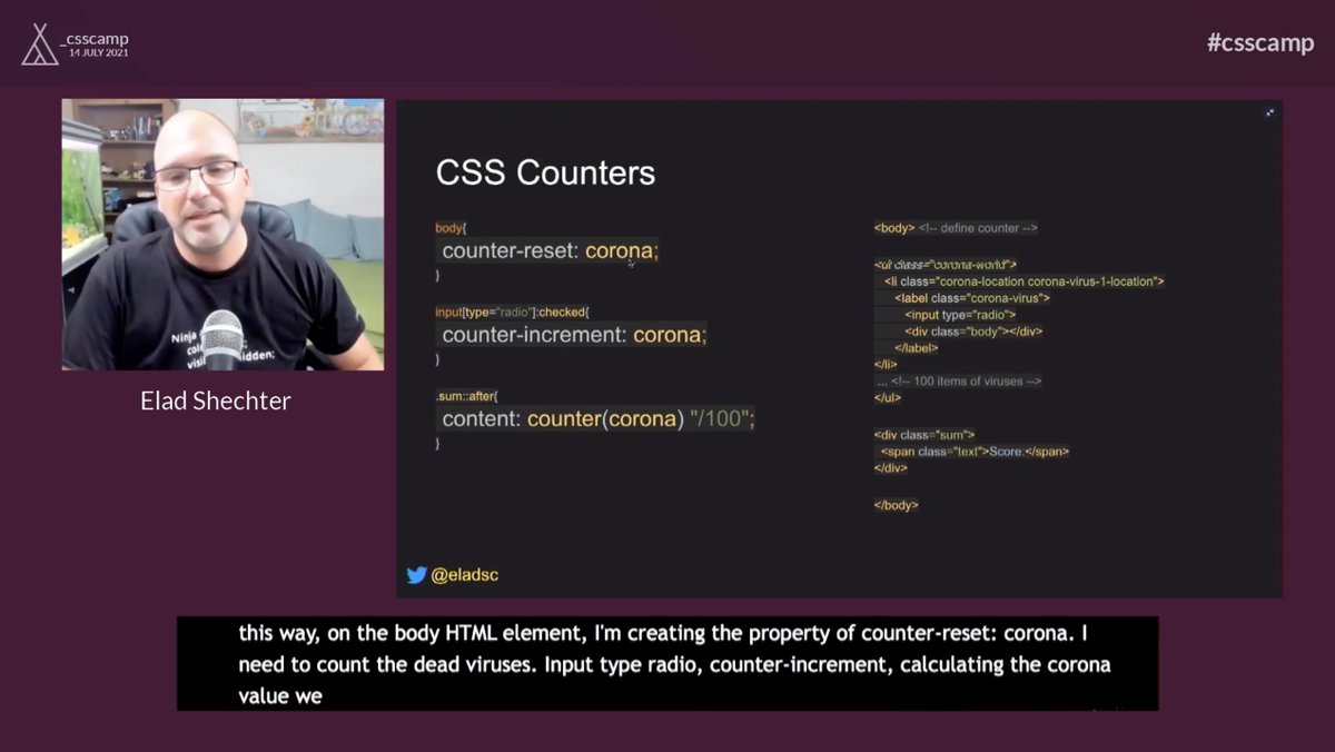 Bramus (@bramus) on Twitter photo Using only HTML + CSS, <a href="/eladsc/">Elad Shechter</a> created this Space Invaders-like game using the CSS Checkbox Hack, CSS counters, … to make it work. Preprocessing is done using Pug and Sass.
🔗 codepen.io/elad2412/pen/w…
#CSScamp #CSS Using only HTML + CSS, <a href="/eladsc/">Elad Shechter</a> created this Space Invaders-like game using the CSS Checkbox Hack, CSS counters, … to make it work. Preprocessing is done using Pug and Sass.
🔗 codepen.io/elad2412/pen/w…
#CSScamp #CSS