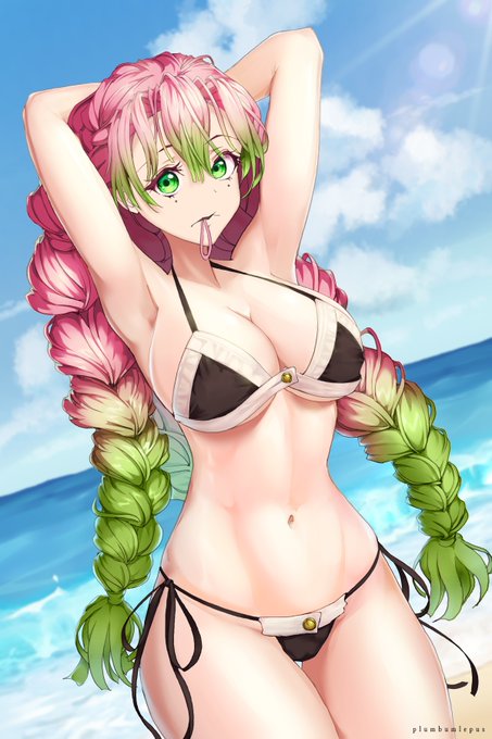 plumbumさんがTwitterに投稿した甘露寺蜜璃(鬼滅の刃)のイラスト。