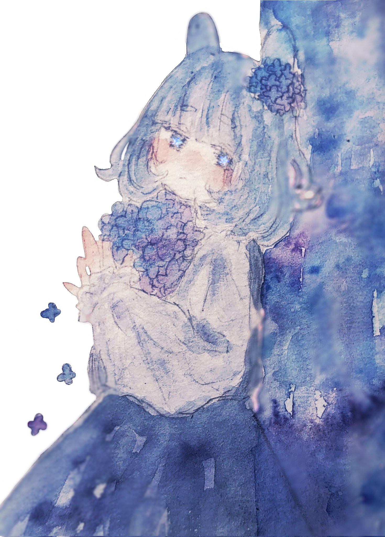 小谷あすか 一次創作絵師拡散フェス01 便乗しちゃお デジタル水彩もとい水彩デジタルです 青いうさぎさんを描いています T Co W8gvuvaisn Twitter