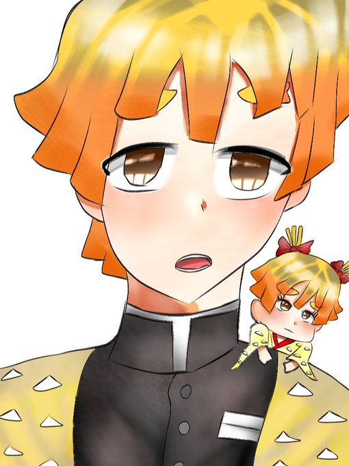 美咲💫みーちゃん🎴🤠さんがTwitterに投稿した我妻善逸(鬼滅の刃)のイラスト。