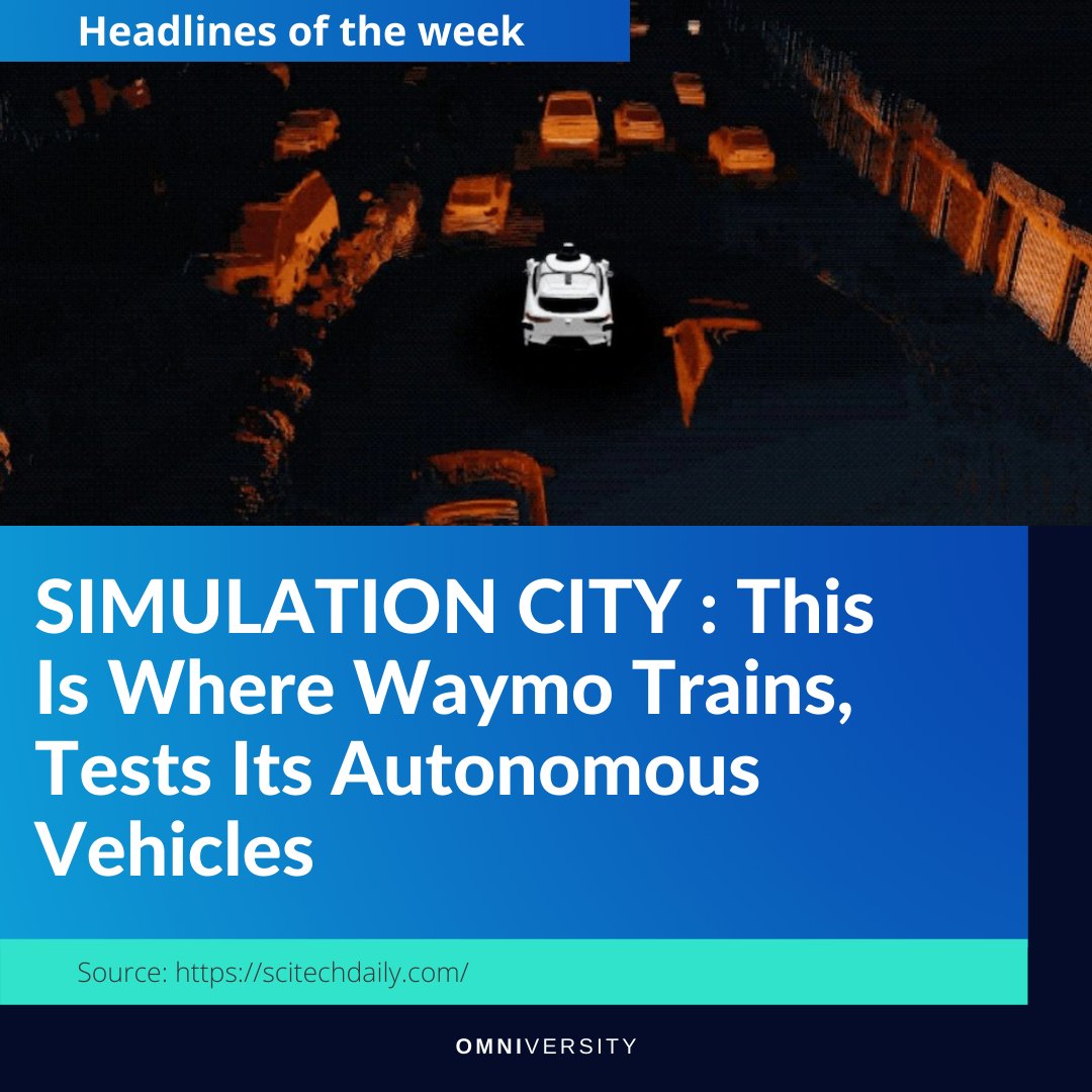 TheOmniversity's tweet photo. Waymo, an offshoot of Google parent Alphabet, has developed a Simulation City system to test and train its autonomous vehicles for use in the real world.Simulation City simulates roads in several cities,allowing engineers to train self-driving car on roads before releasing them https://t.co/rCO2lOSXX7