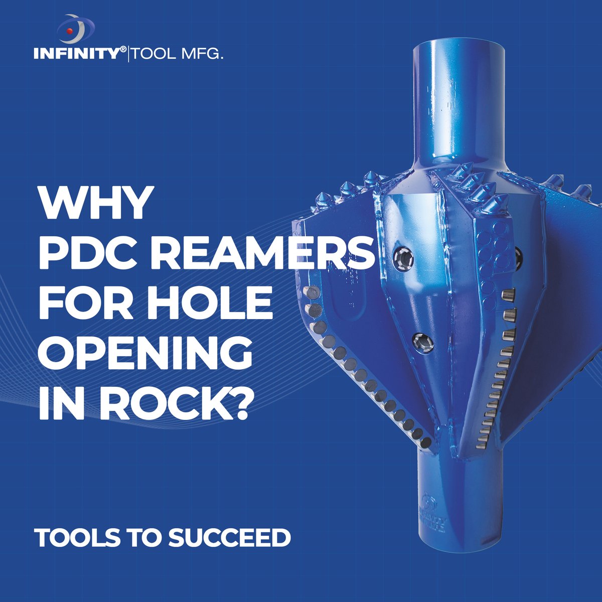 InfinityToolMfg's tweet image. PDC Reamer Advantages

* Increased penetration rates
* Reaming up to 12” extra diameter in 1 pass (e.g. 6” pilot to 18”)
* Less stress on the rig
* No moving parts - increased reliability
* Clean holes with a consistent size
* Repairable

#pdcreamer #rockdrilling #infinitytoolmfg