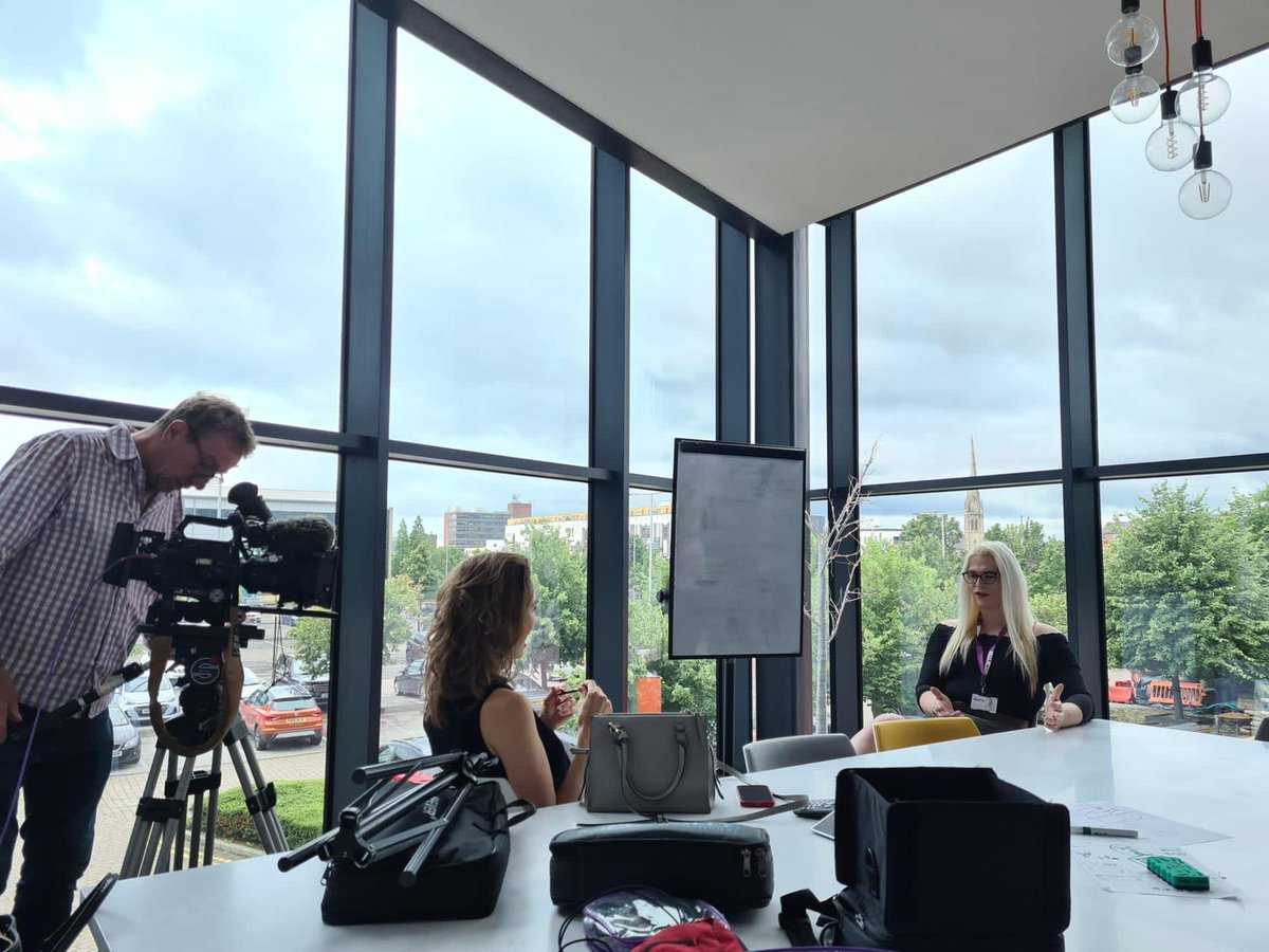 ITNBusiness's tweet photo. A great day filming in Manchester with Cyber Security experts @Secarma. Our reporter @HelenaCarterITV interviews Holly Grace Williams for new programme #SaferCyberSpaces in partnership with @UKCyberSecAssoc about Secarma's role in supporting businesses against Cyber-criminals. https://t.co/NbB7k8vxST
