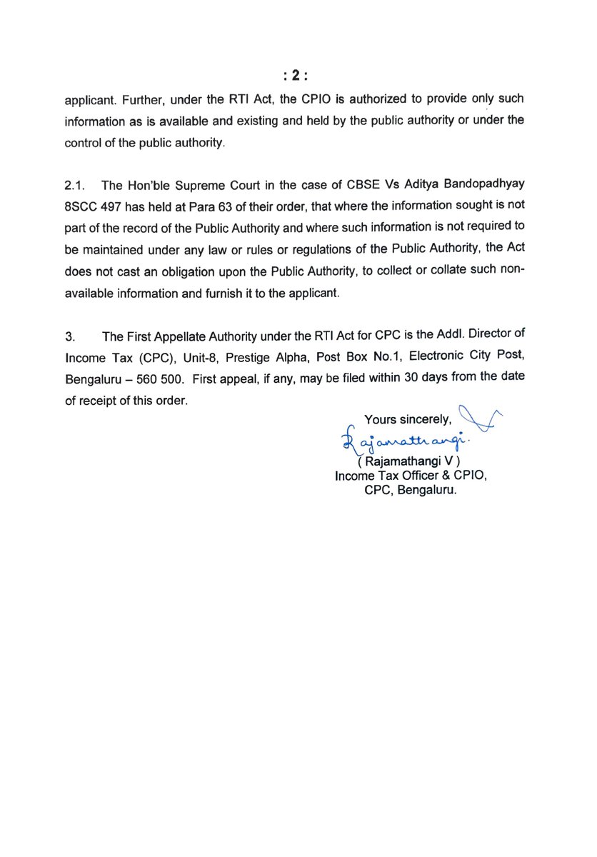 FCAPallav's tweet image. Another Shocker..!!@PMOIndia @FinMinIndia 

I had filed an RTI application against claim made by @infosys that more than1 lakh ITRs were filed till 21st June 2021 on new portal.

In reply,@IncomeTaxIndia has revealed that no such data is being maintained and it is not available.