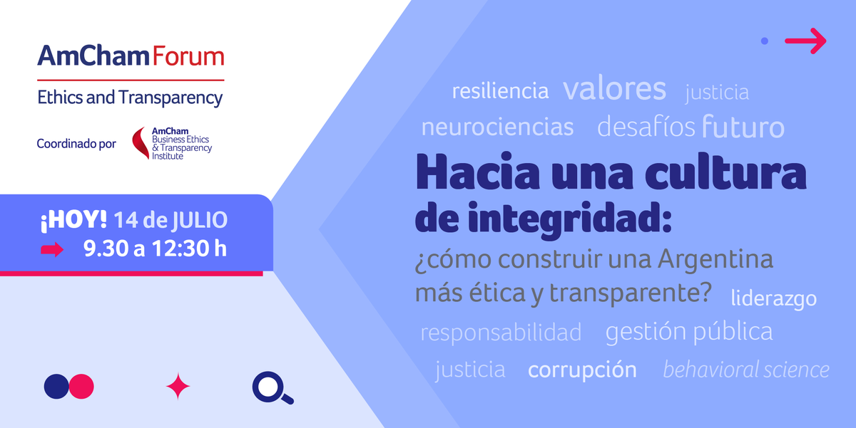 AmChamArgentina's tweet photo. En 1 hora comienza el #AmChamEthicsForum⚖️

Adquirí conocimientos sobre integridad, anticorrupción, políticas transparentes, ética empresarial y el rol del sector público-privado, entre otros.

¡Conectate!👉https://t.co/cvCBbcde4N
 
📆HOY 9:30 a 12:30h
#AmChamEthics #AmChamForums https://t.co/k2jyHCd15Z