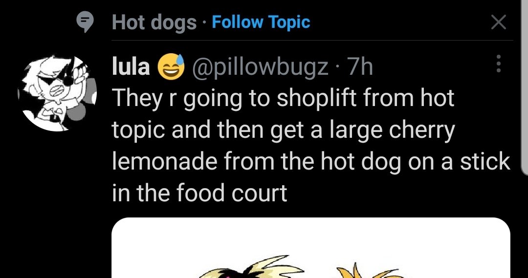 @pillowbugz i love the art but ,, why does twitter think im interested in hot dogs ????
